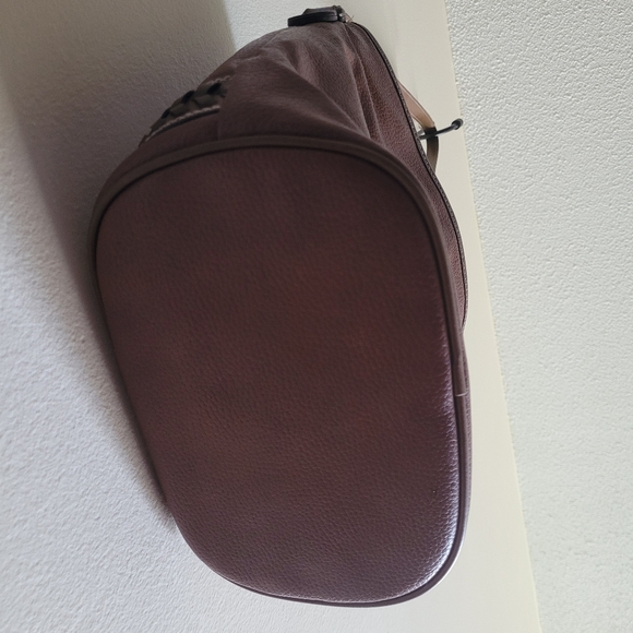 Vtg true brown pebbled leather well stitched western adjustable crossbody bag - Picture 5 of 13